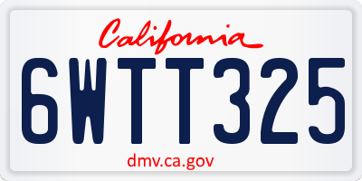 CA license plate 6WTT325