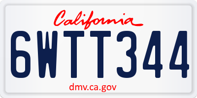 CA license plate 6WTT344