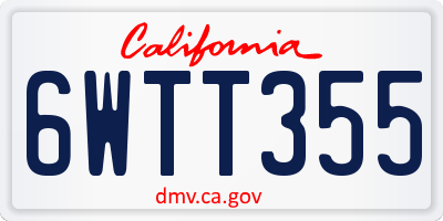 CA license plate 6WTT355