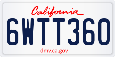CA license plate 6WTT360