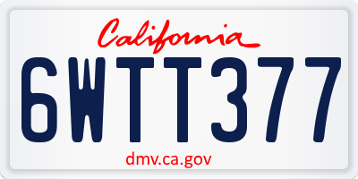 CA license plate 6WTT377