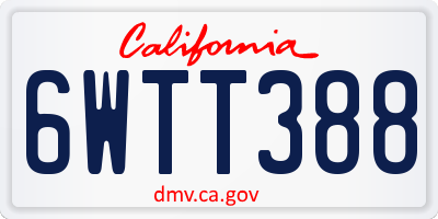 CA license plate 6WTT388