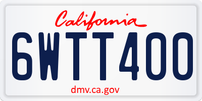 CA license plate 6WTT400
