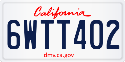 CA license plate 6WTT402