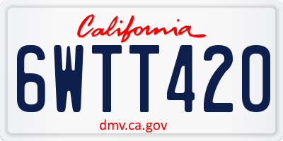 CA license plate 6WTT420