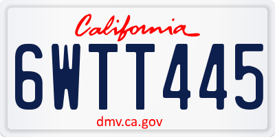 CA license plate 6WTT445