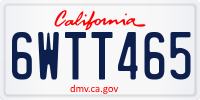 CA license plate 6WTT465