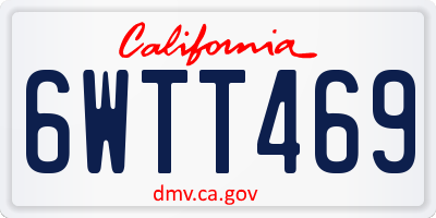 CA license plate 6WTT469