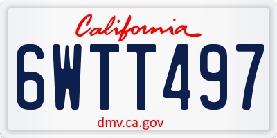 CA license plate 6WTT497
