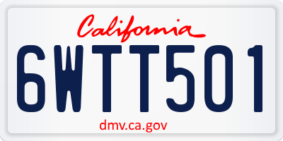CA license plate 6WTT501