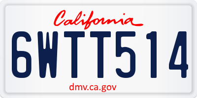 CA license plate 6WTT514