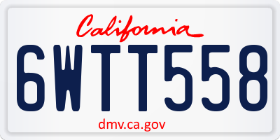 CA license plate 6WTT558