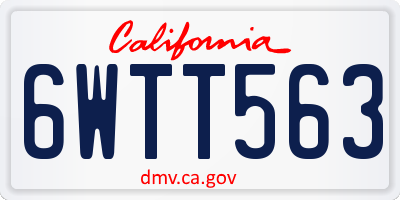 CA license plate 6WTT563
