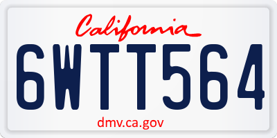 CA license plate 6WTT564