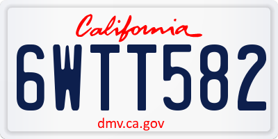 CA license plate 6WTT582