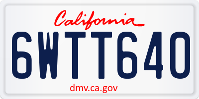 CA license plate 6WTT640