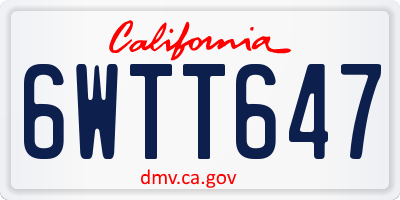 CA license plate 6WTT647
