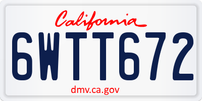 CA license plate 6WTT672