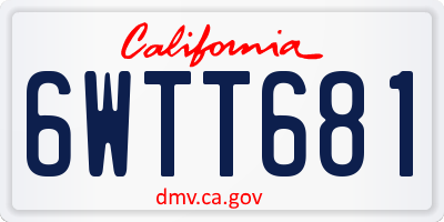 CA license plate 6WTT681