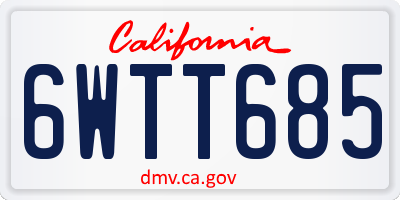 CA license plate 6WTT685