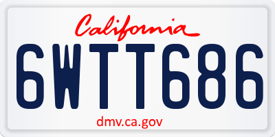 CA license plate 6WTT686