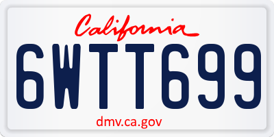 CA license plate 6WTT699