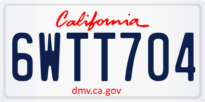 CA license plate 6WTT704