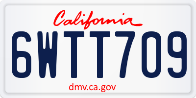CA license plate 6WTT709