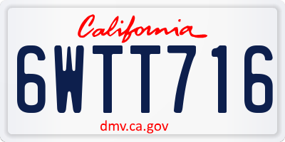 CA license plate 6WTT716