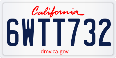 CA license plate 6WTT732