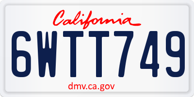 CA license plate 6WTT749