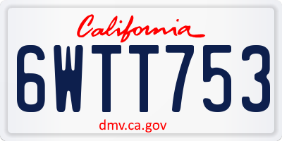 CA license plate 6WTT753