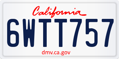 CA license plate 6WTT757