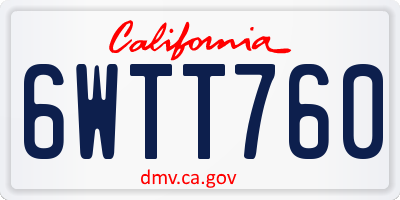CA license plate 6WTT760