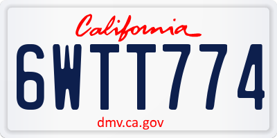 CA license plate 6WTT774