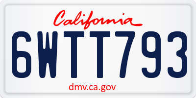 CA license plate 6WTT793