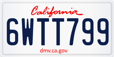 CA license plate 6WTT799