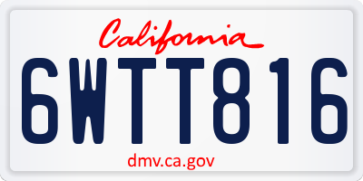 CA license plate 6WTT816