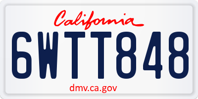 CA license plate 6WTT848