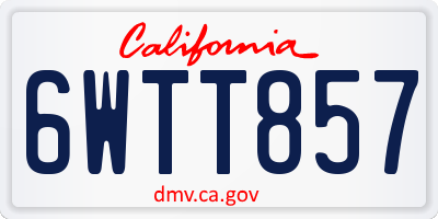 CA license plate 6WTT857
