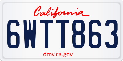 CA license plate 6WTT863
