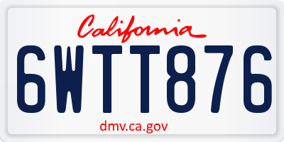 CA license plate 6WTT876