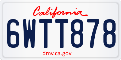 CA license plate 6WTT878