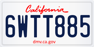 CA license plate 6WTT885
