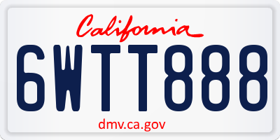CA license plate 6WTT888