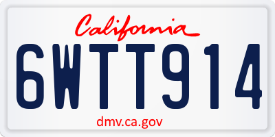 CA license plate 6WTT914
