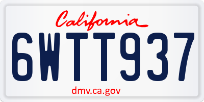 CA license plate 6WTT937
