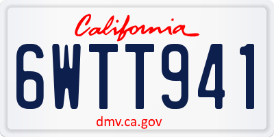 CA license plate 6WTT941