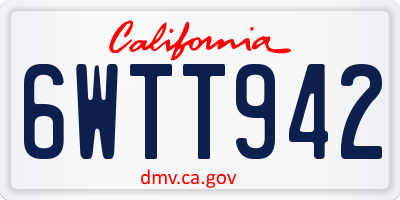 CA license plate 6WTT942