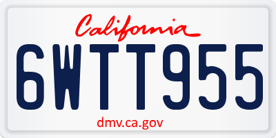 CA license plate 6WTT955